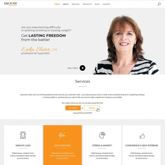 Homepage design for Hypnotheraphst by Ana Balog design
