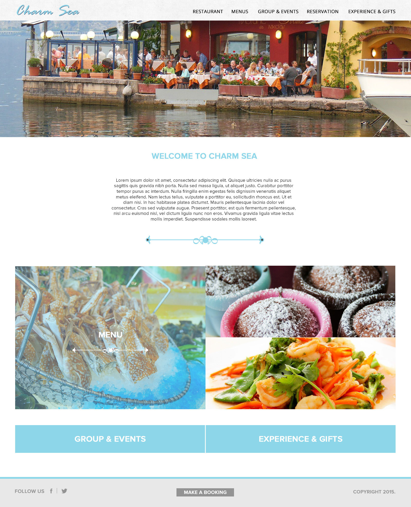 Home page design for restaurant